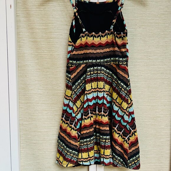 Xhilaration Mini Dress Knit Patterned Boho Black Green Yellow Orange Red Size XS - Picture 2 of 6